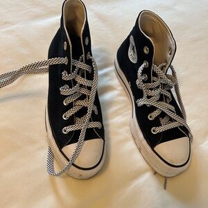 Converse Hightop Platform Shoes.  Black. Size 7 Women’s